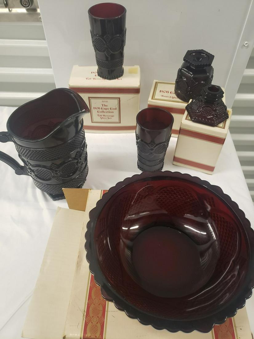 Lot of Early Avon Centennial ruby red glass (1 of 1)