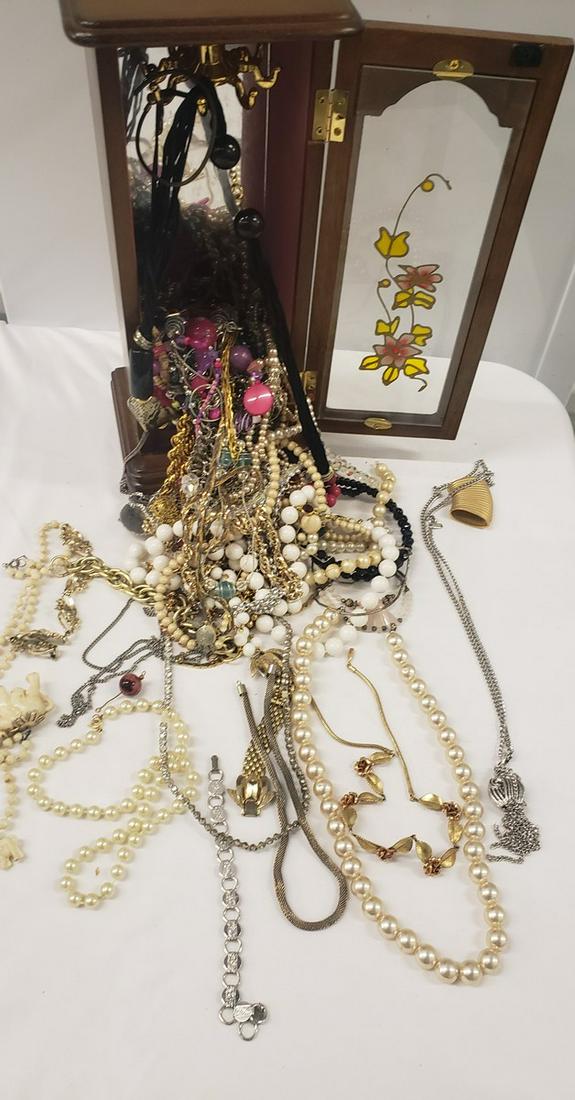 Jewelry box full of costume/vintage jewelry: Jewelry box full of costume/vintage jewelry