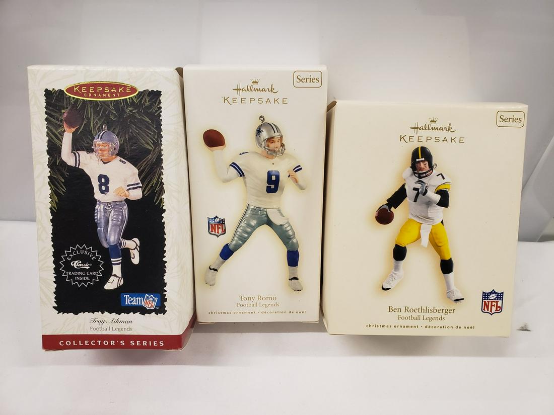Troy Aikman, Tony Romo, and Ben Roethlisberger Hallmark: Troy Aikman, Tony Romo, and Ben Roethlisberger Hallmark Keepsake ornaments