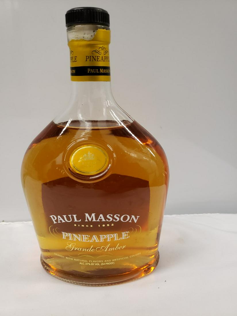 Bottle of Paul Masson Pineapple grande amber liquor -: Any contents in bottle is Free; You are bidding on the bottle & unbroken tax stamp