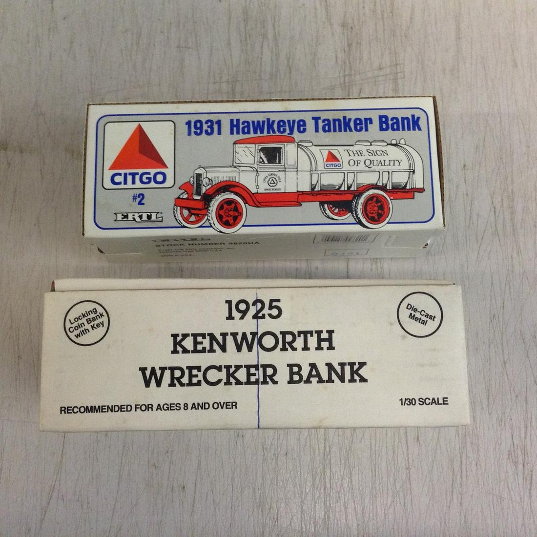 Ertl tanker and wrecker banks: Ertl tanker and wrecker banks