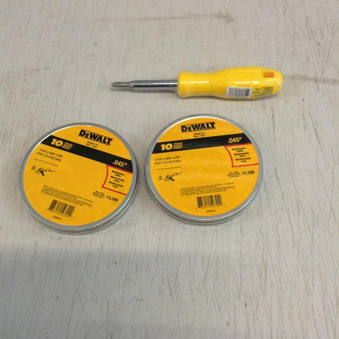 Dewalt cutting discs and stanley screwdriver NIP: Dewalt cutting discs and stanley screwdriver NIP
