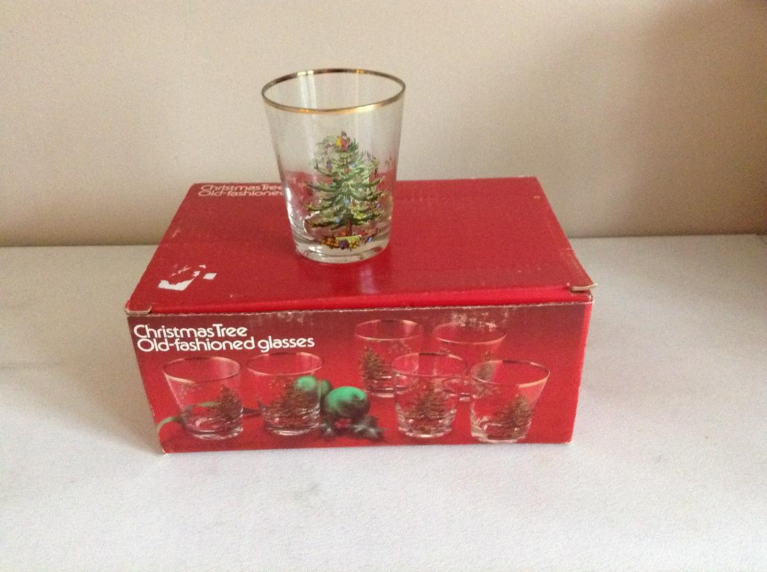 Vintage Spode Christmas Tree Glasses in the box (1 of 1)