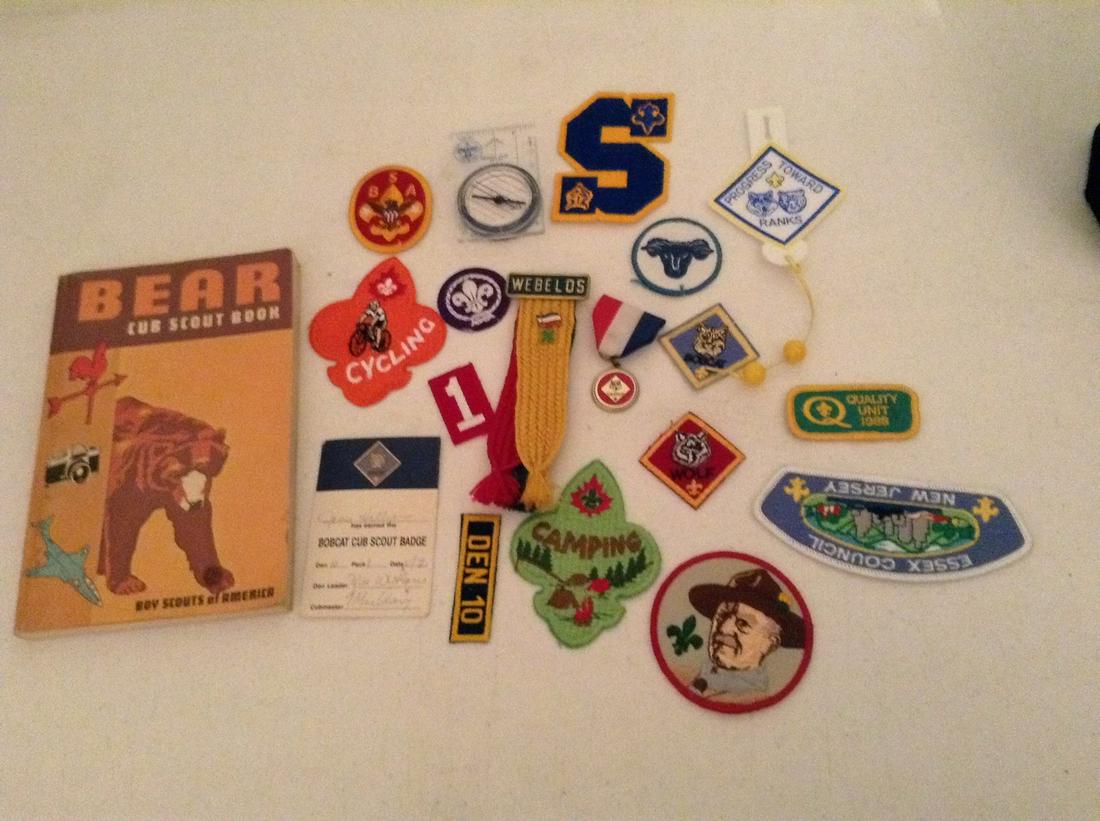 Vintage Boyscouts and Cubscouts compass, pins, patches: Vintage Boyscouts and Cubscouts compass, pins, patches and more