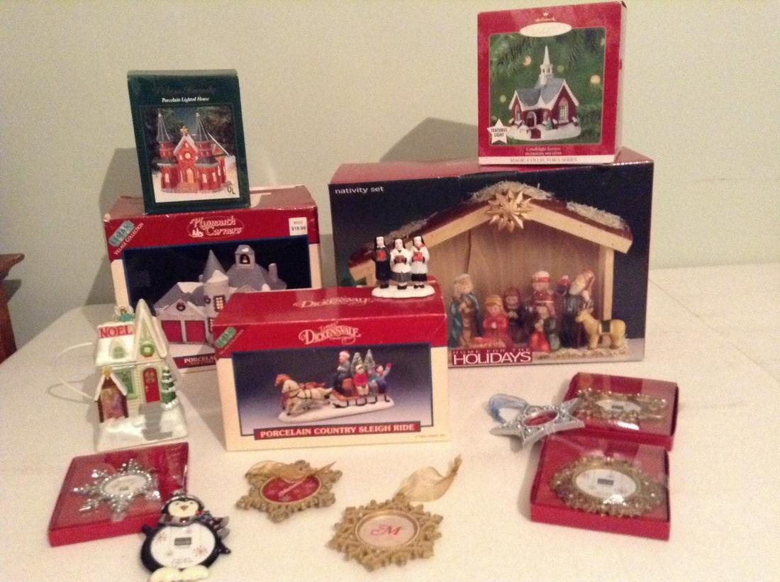 Lemax and other Christmas village pieces, nativity and: Lemax and other Christmas village pieces, nativity and more