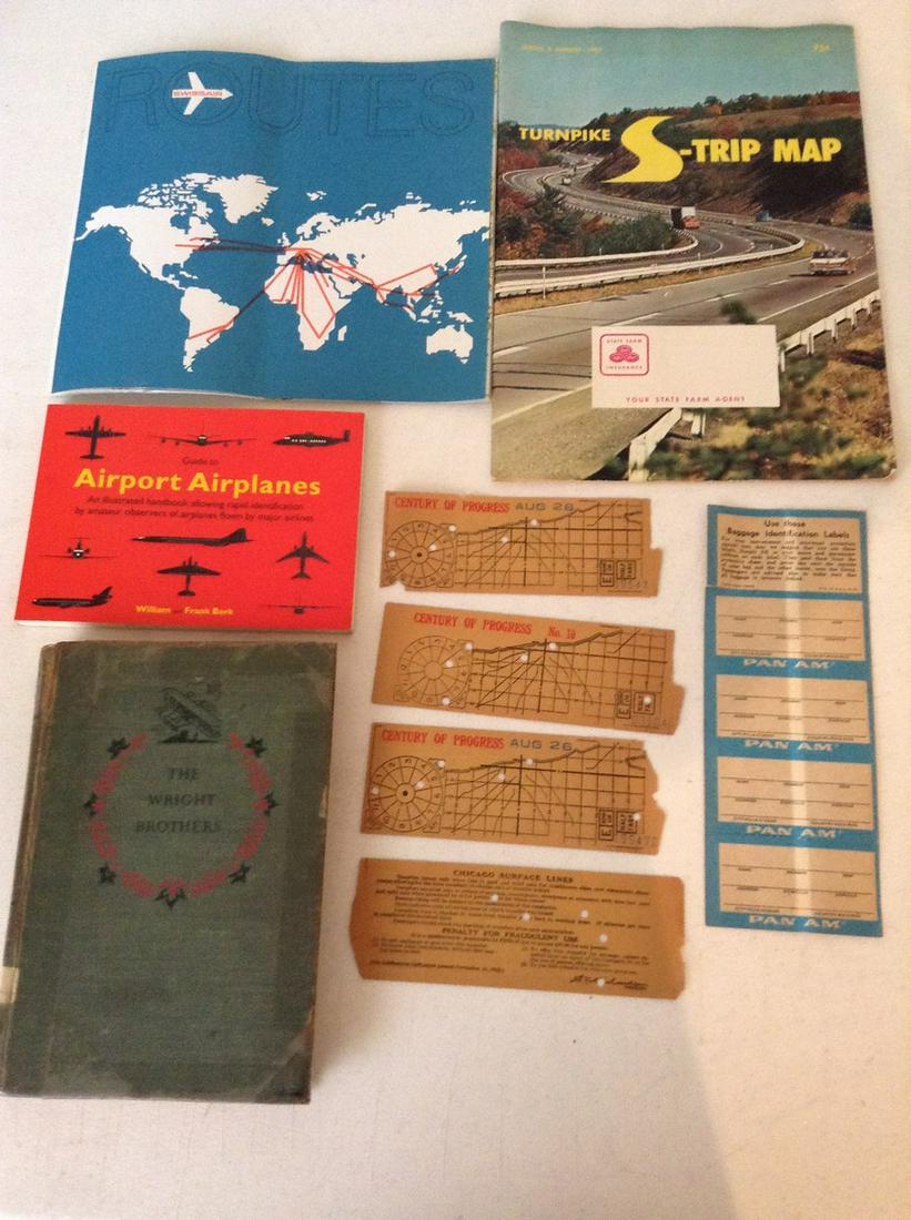 Early 1900s rail tickets, Pan Am, Swiss Air and other: Early 1900s rail tickets, Pan Am, Swiss Air and other travel ephemera and books