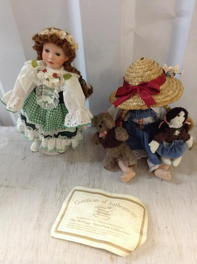 lot of two porcelain dolls one with coa (1 of 1)