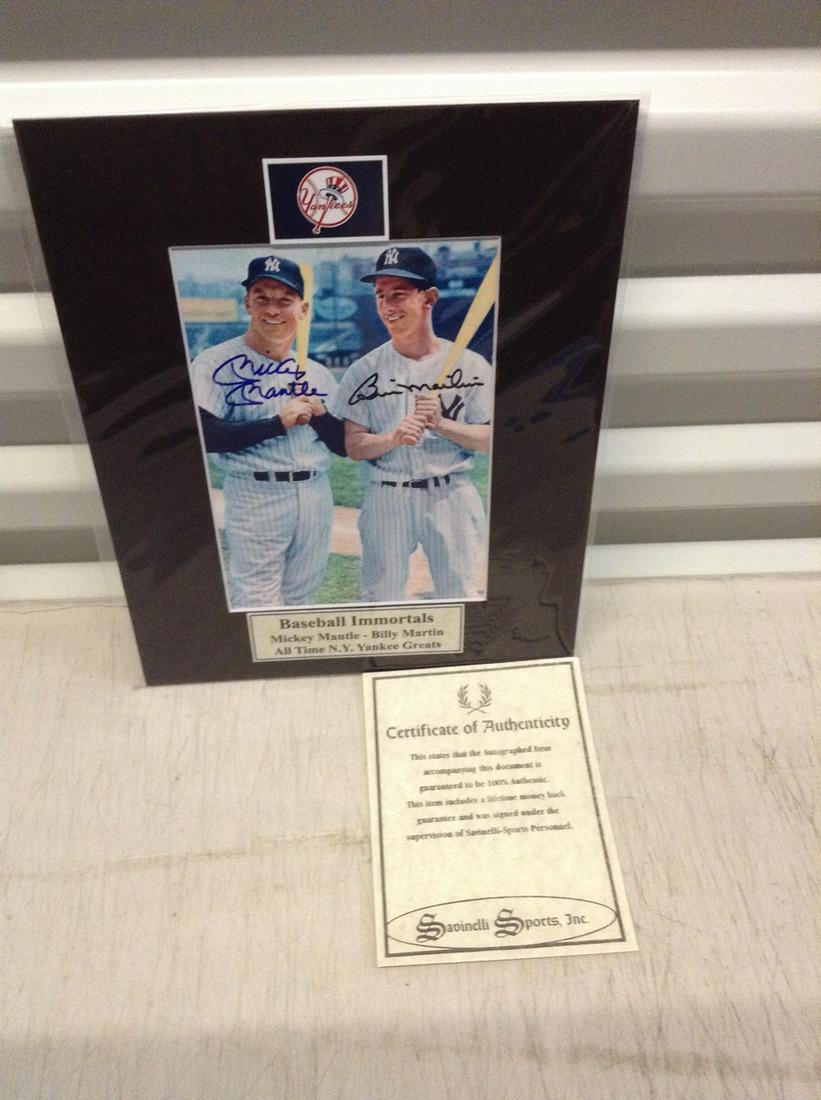 signed Baseball Immortal Mickey Mantle and Billy Martin (1 of 1)