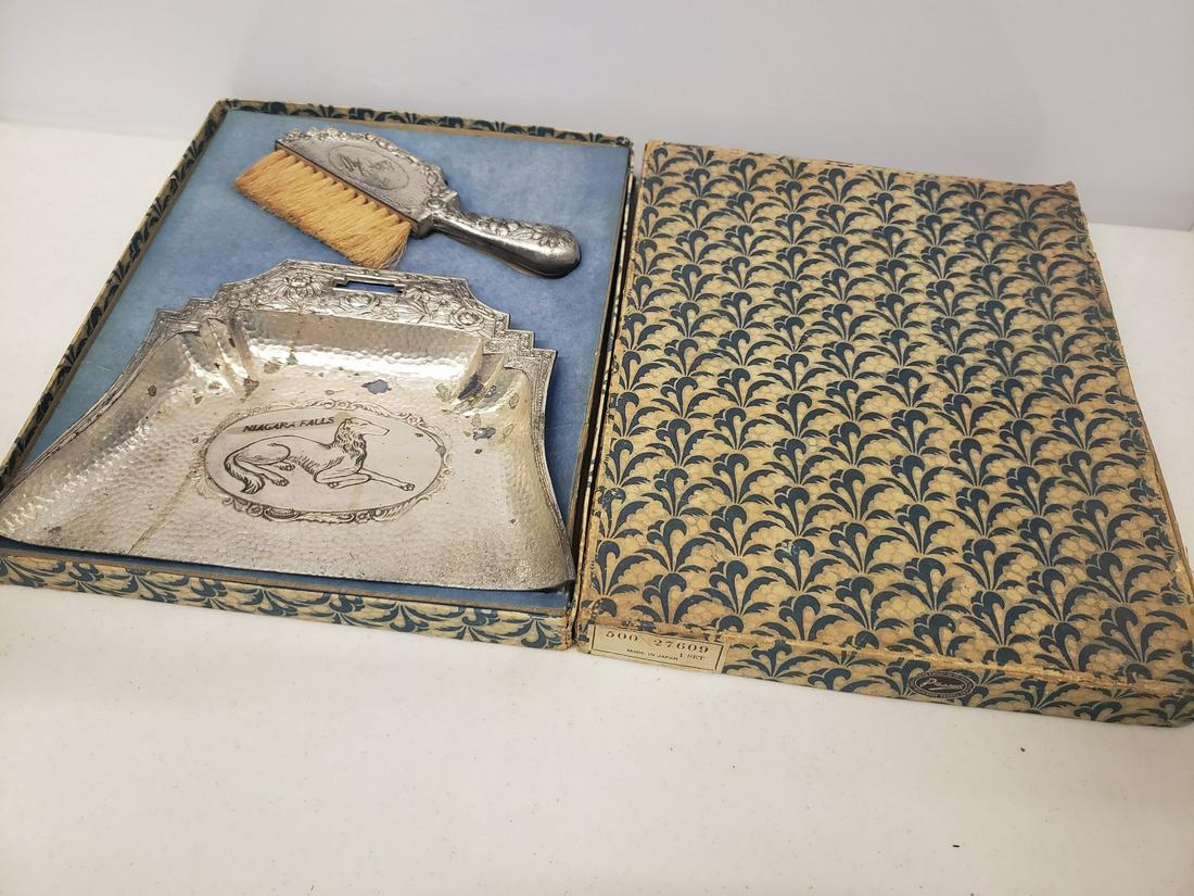 Vintage Silver hand broom and dustpan (1 of 1)