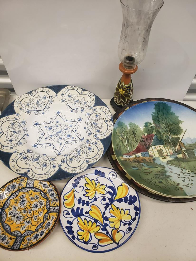 Lot of handmade pottery plates - some marked on back (1 of 1)