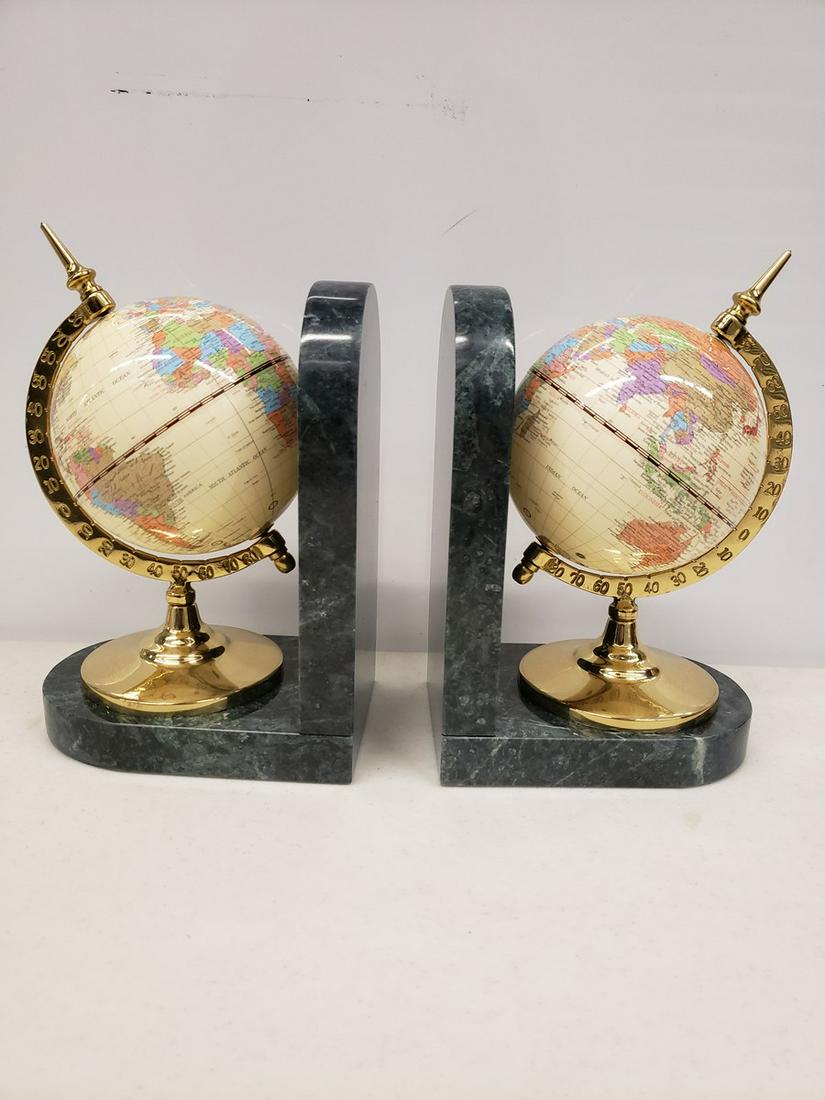 Pair of globe and marble book ends (1 of 1)