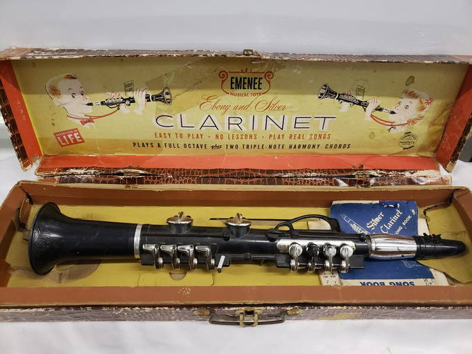 Vintage Emenee Musical Toy Ebony And Silver