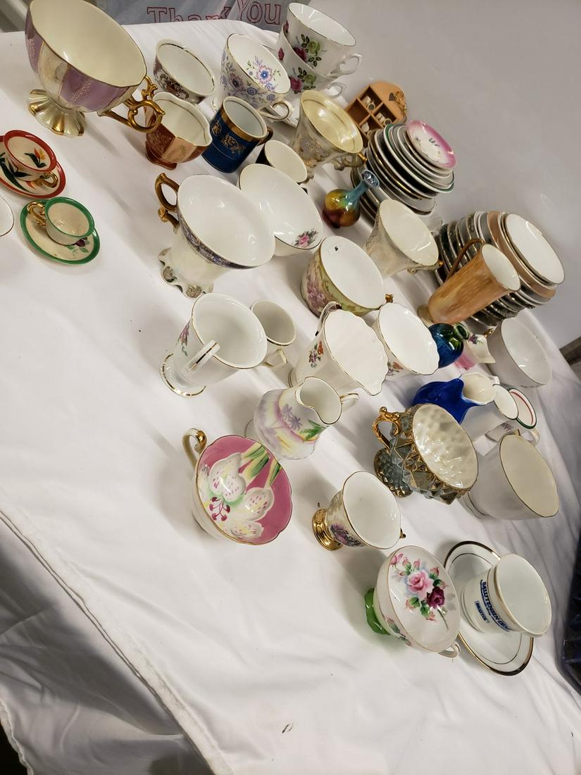Large lot of tea cups and saucers - several marked on: Large lot of tea cups and saucers - several marked on bottom