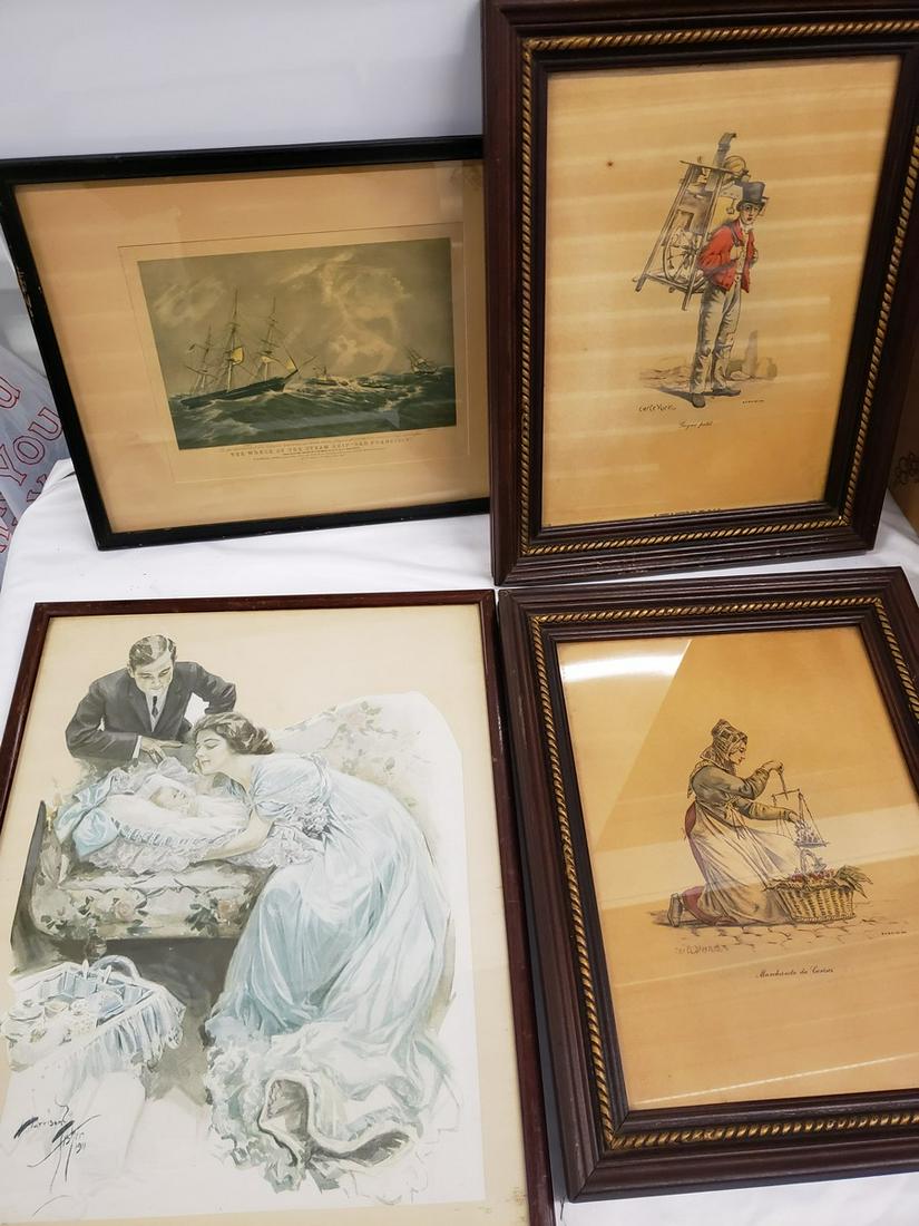 Lot of vintage framed artwork (1 of 1)