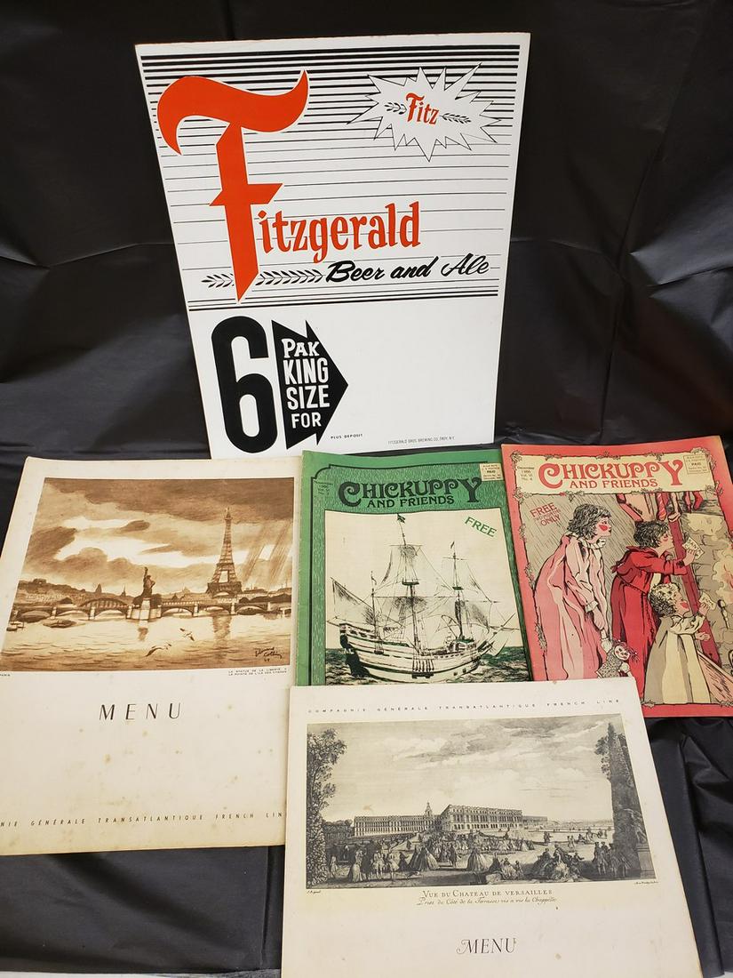 Lot of vintage ephemera - early menus, and more: Lot of vintage ephemera - early menus, and more
