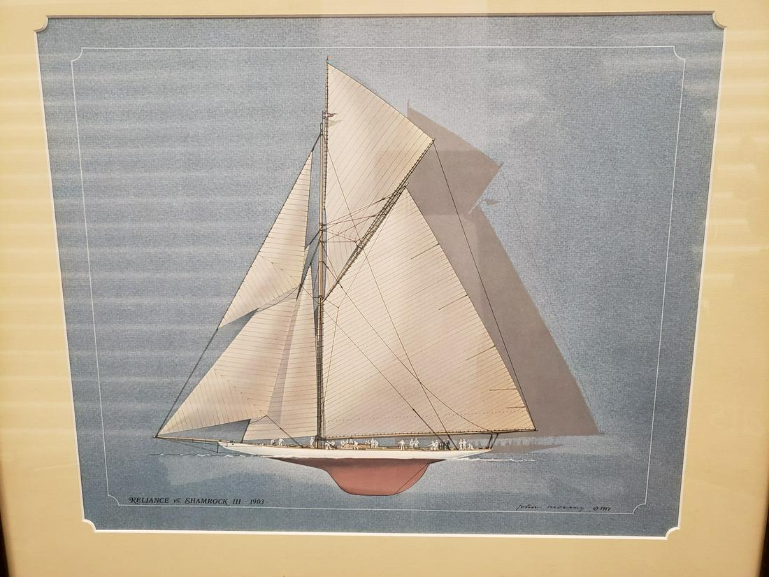 Framed Reliance vs Shamrock III 1903 John McCray 1977 (1 of 1)