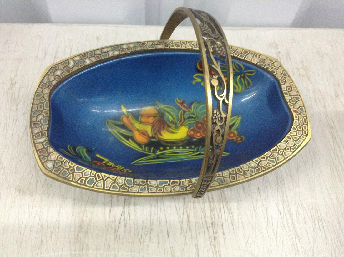 Hand-painted Brass Enamel Candy Dish (1 of 1)