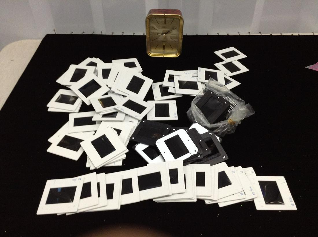 Lot of Slides and Seiko Quartz Clock with case (1 of 1)
