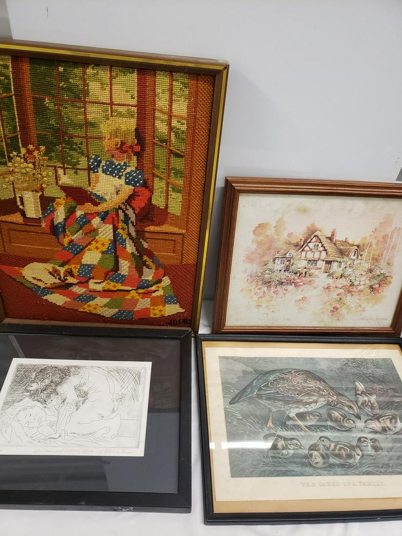 Lot of 4 framed vintage artwork (1 of 1)