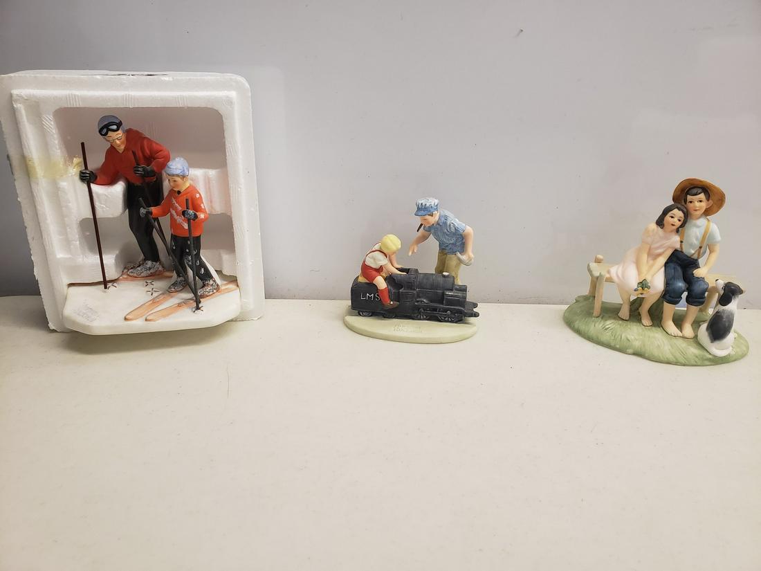Lot of 3 Norman Rockwell Gorham figurines in bone china: Lot of 3 Norman Rockwell Gorham figurines in bone china - all new in box with paperwork
