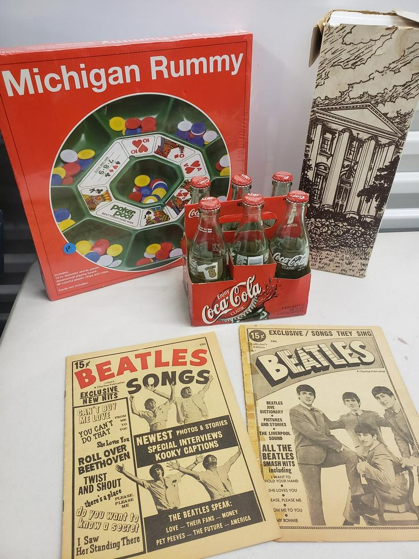 Lot of Beatles magazines, New Michigan rummy game and: Lot of Beatles magazines, New Michigan rummy game and more