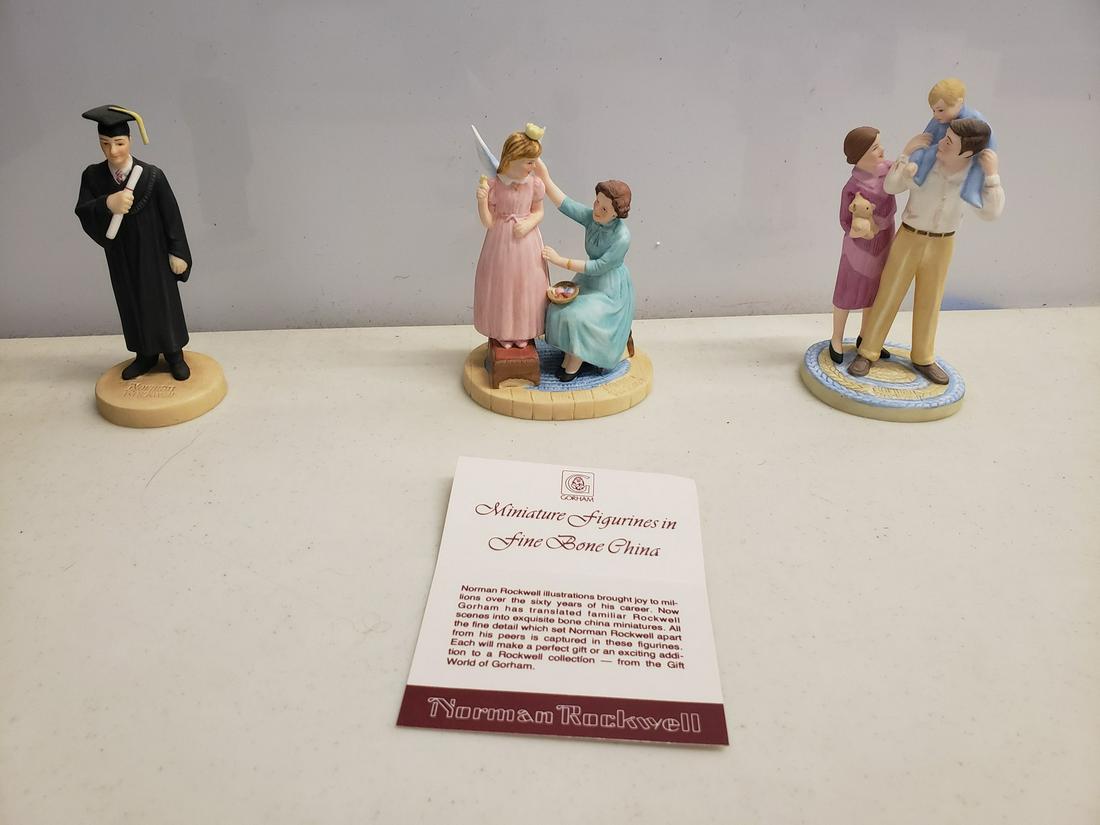 Lot of 3 Norman Rockwell Gorham figurines in bone china: Lot of 3 Norman Rockwell Gorham figurines in bone china - all new in box with paperwork