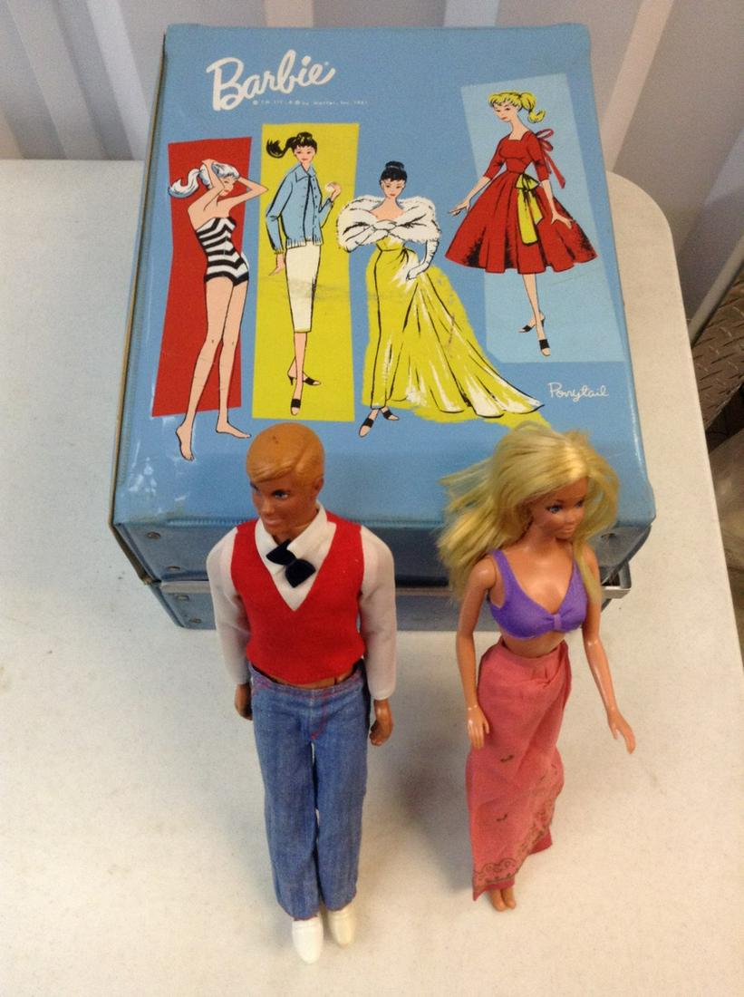 early bieber and ken dolls with case: early bieber and ken dolls with case
