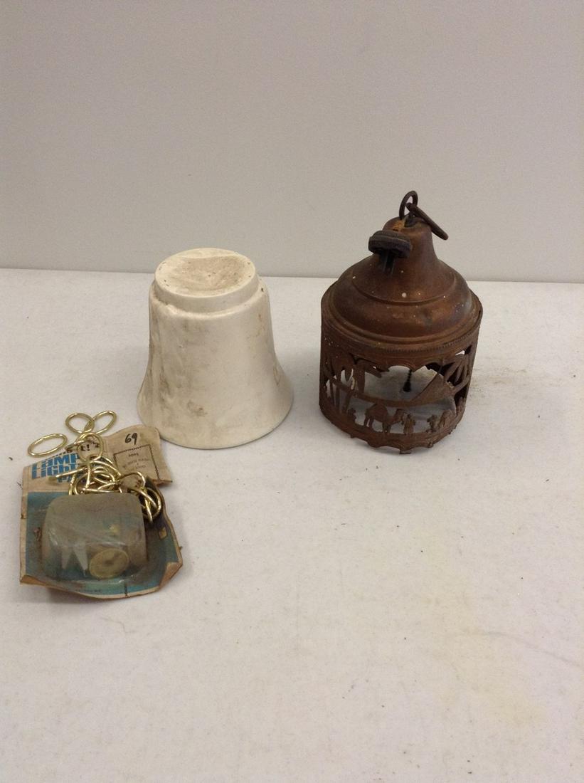 brass hanging lamp with lamp parts and more: brass hanging lamp with lamp parts and more