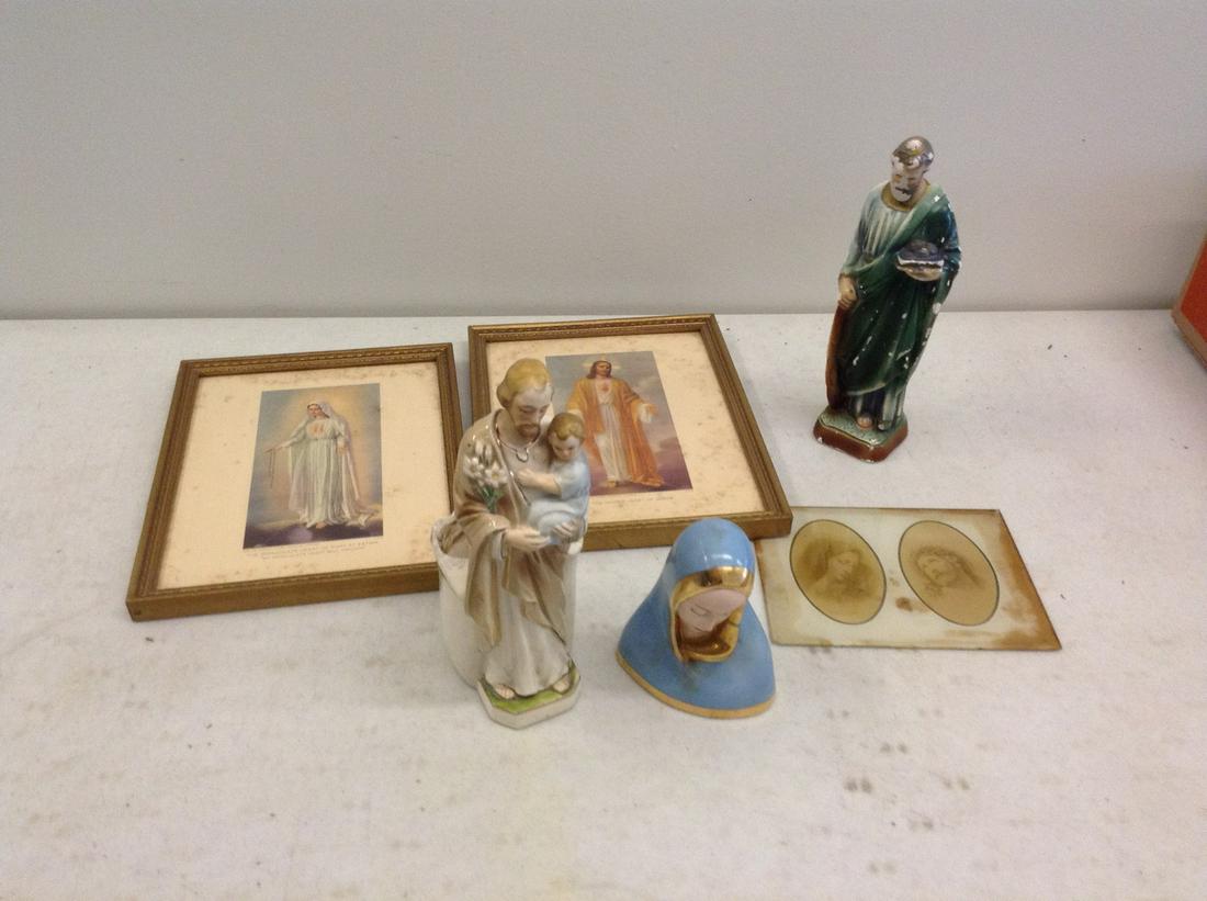 various religious items, statues and more: tallest statue is 9"