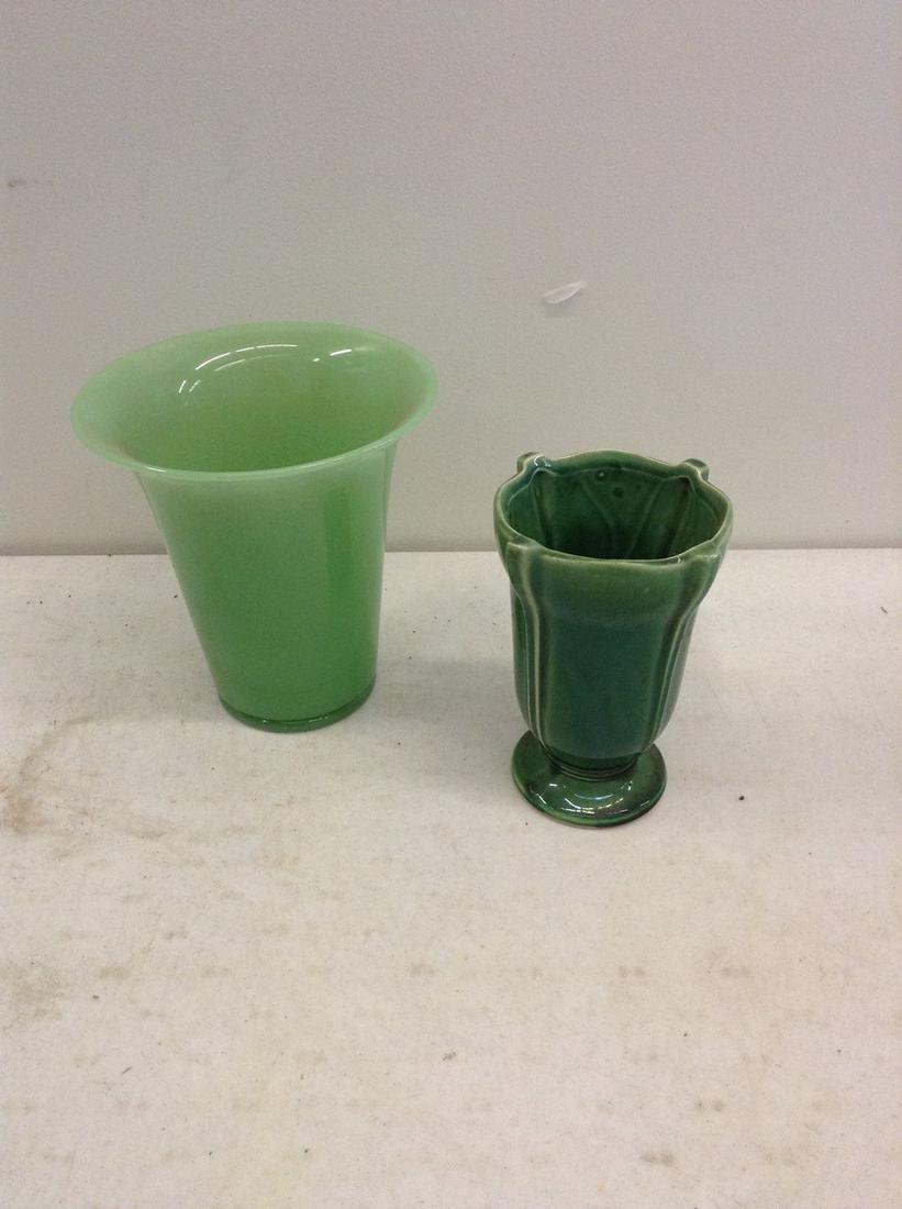 McCoy vase and other green vase (1 of 1)