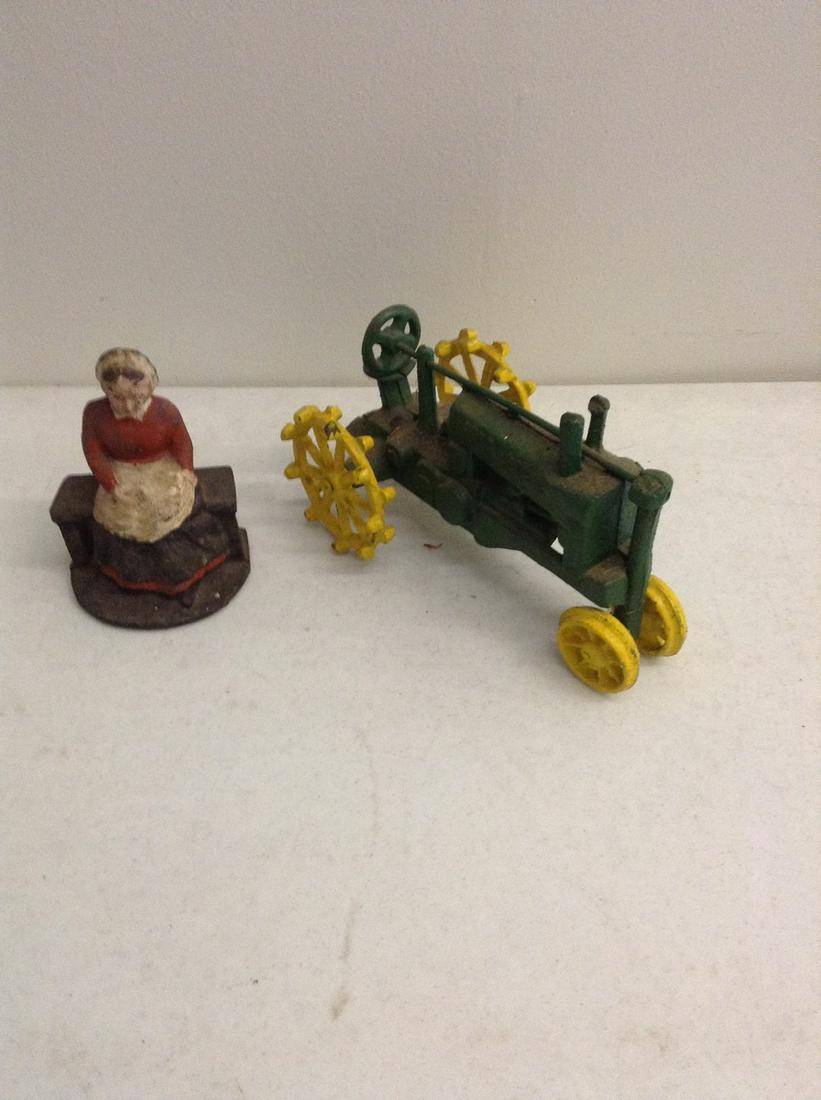 cast iron john deere tractor and lady (1 of 1)