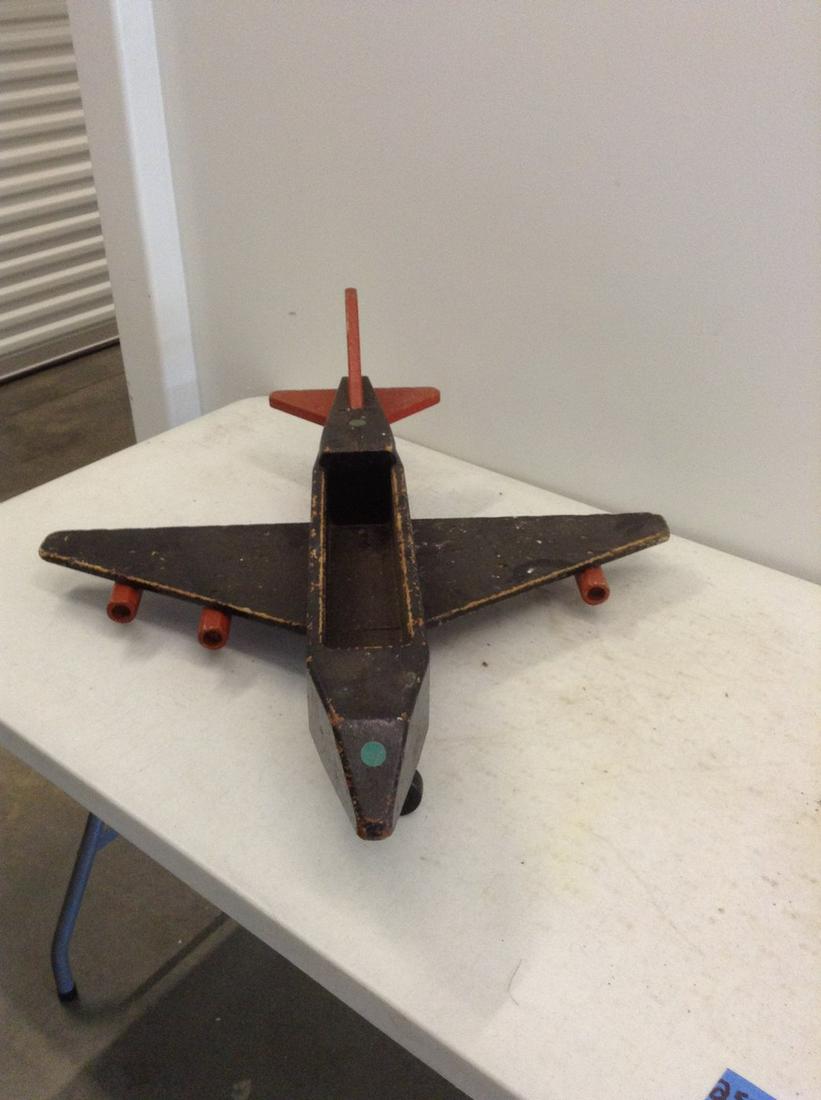 1960s wood schoolhouse block airplane: 32" long
