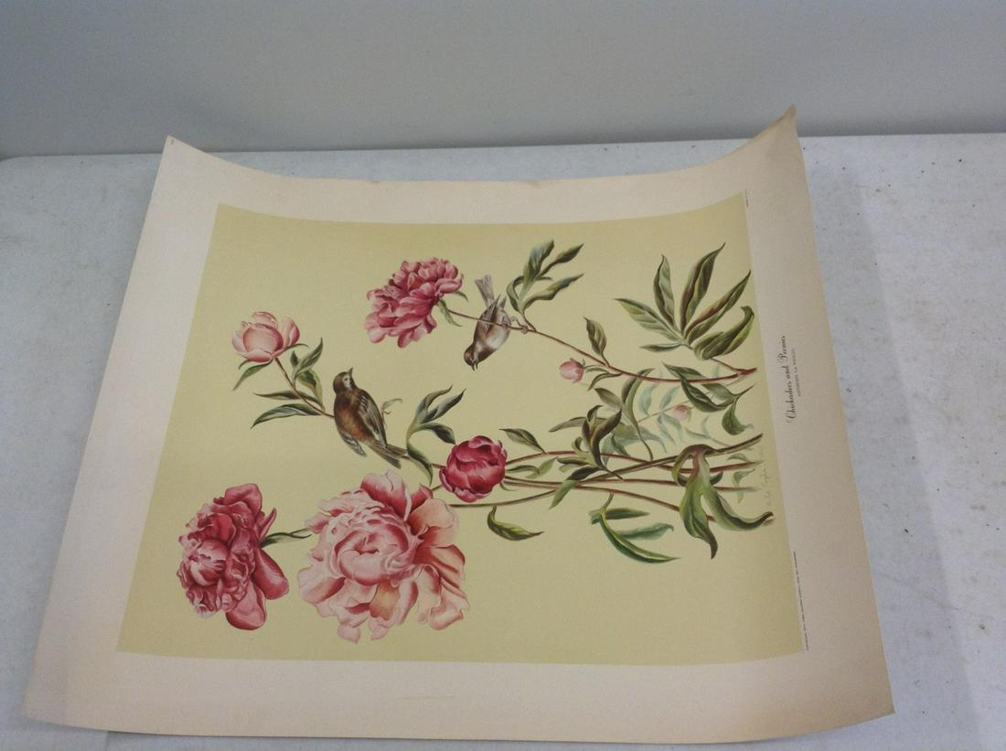 chickadees and peonies anthony and peonies print: 29x23