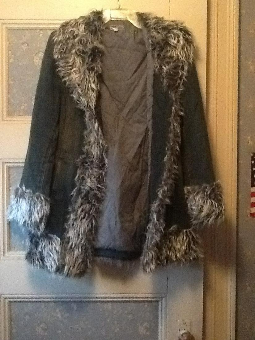 vintage giacca fur and denim jacket size small (1 of 1)