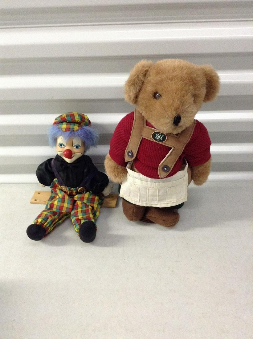 Vintage clown and bear: Vintage clown and bear
