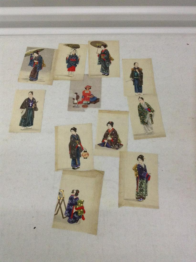 Hand painted Oriental early artwork on silk (1 of 1)