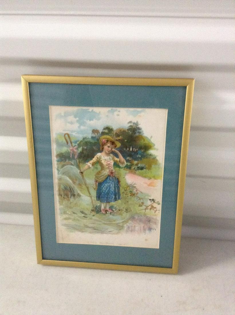 Early Little Bo Peep framed book art 9"x11": Early Little Bo Peep framed book art 9"x11"