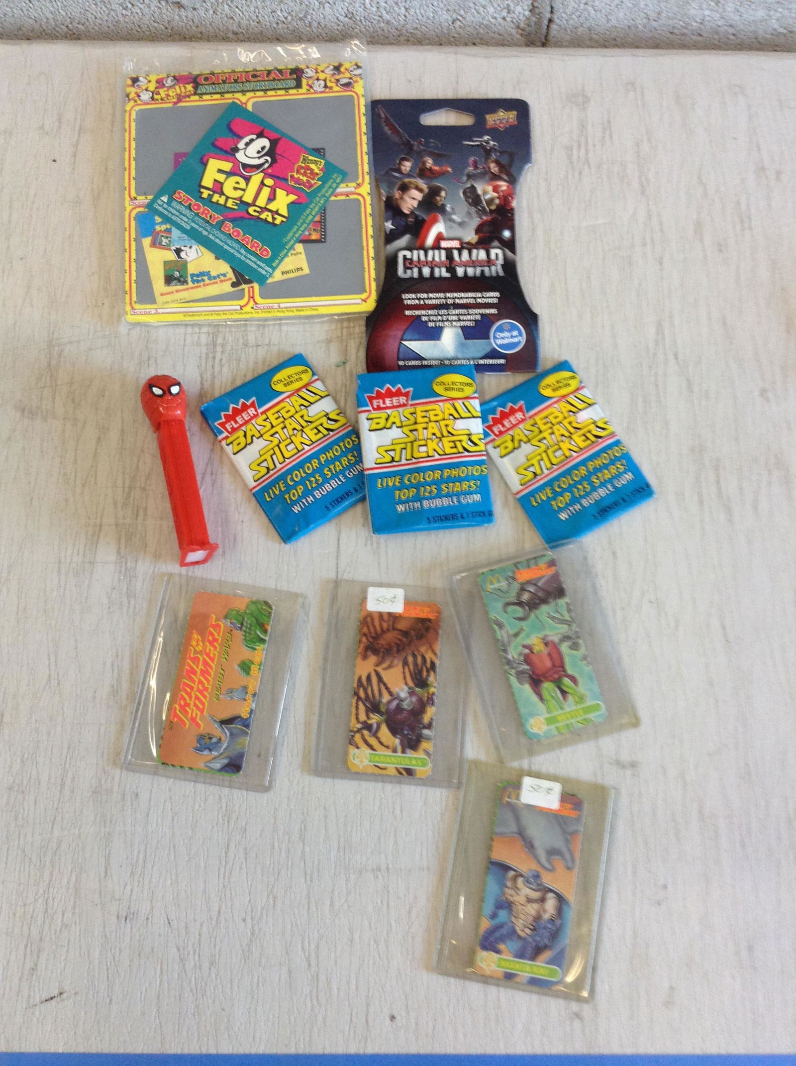 Lot of various trading cards, spider man Pez and more: Lot of various trading cards, spider man Pez and more