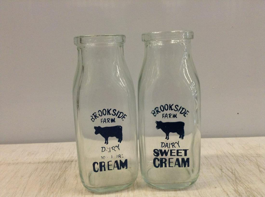 Two Empty Brookside Farm Milk Bottles: Two Empty Brookside Farm Milk Bottles