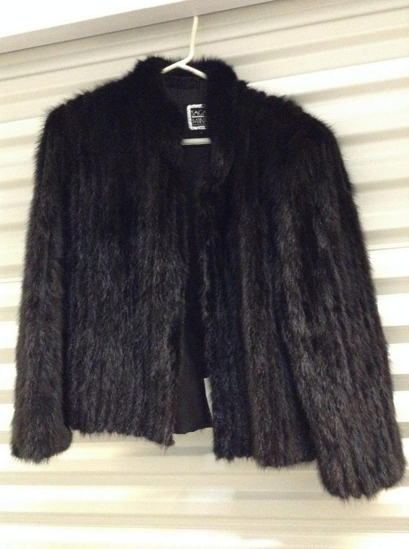 Black Genuine Mink Jacket Used Once: Black Genuine Mink Jacket Used Once