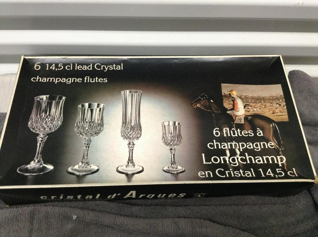 Longchamp Champagne Flutes cristal d'Arques: Longchamp Champagne Flutes cristal d'Arques