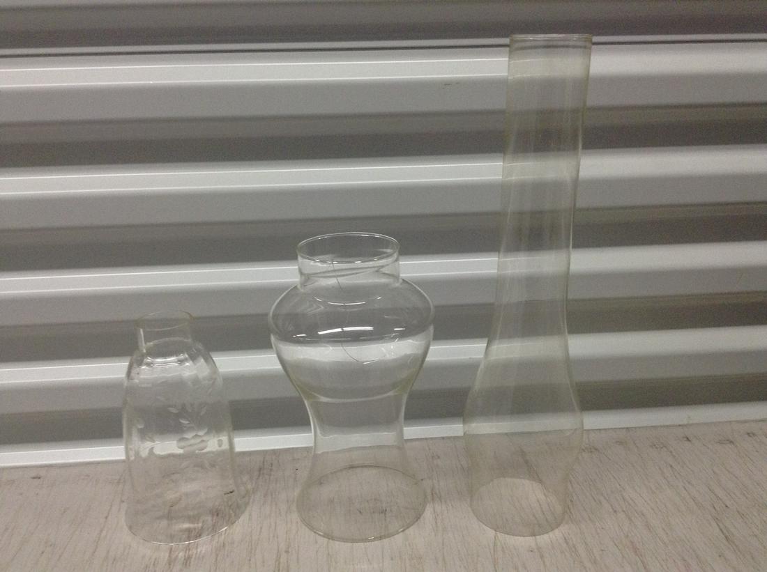 Lot of Three Oil Lamp Chimneys (1 of 1)