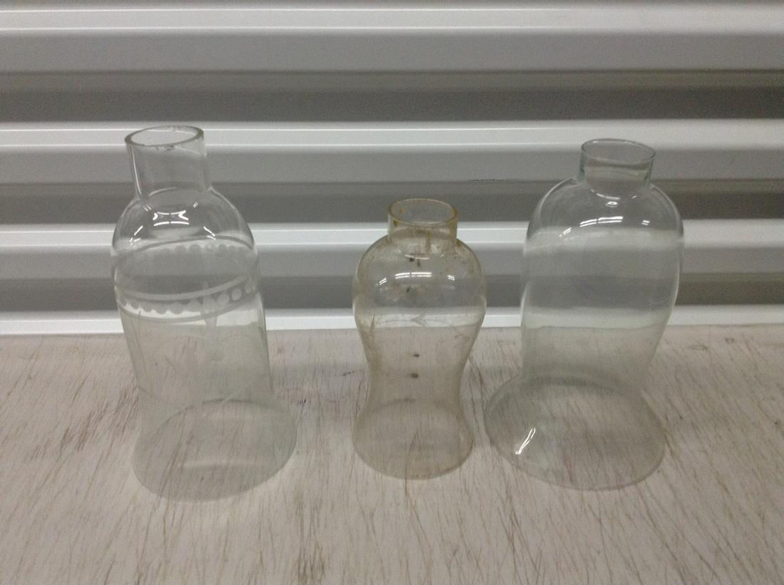 Lot of Three Oil Lamp Chimneys (1 of 1)