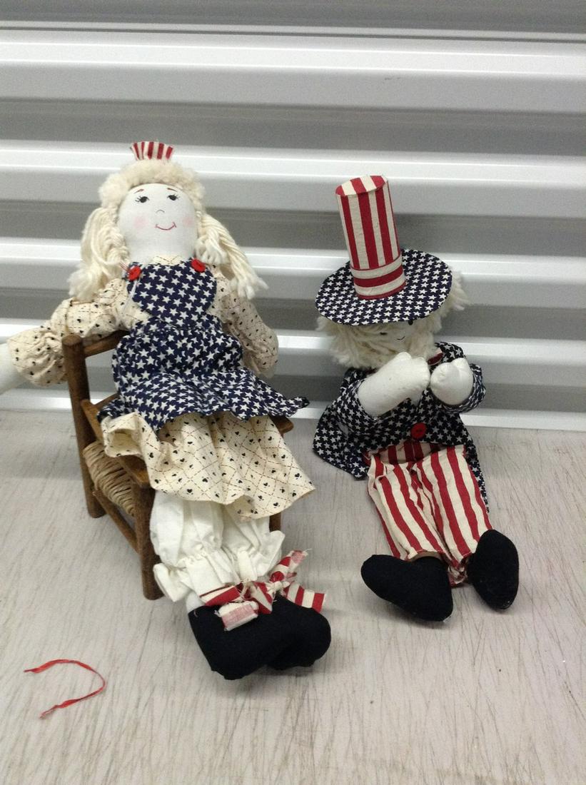 Uncle Sam Doll and his Wife with Wooden Chair (1 of 1)