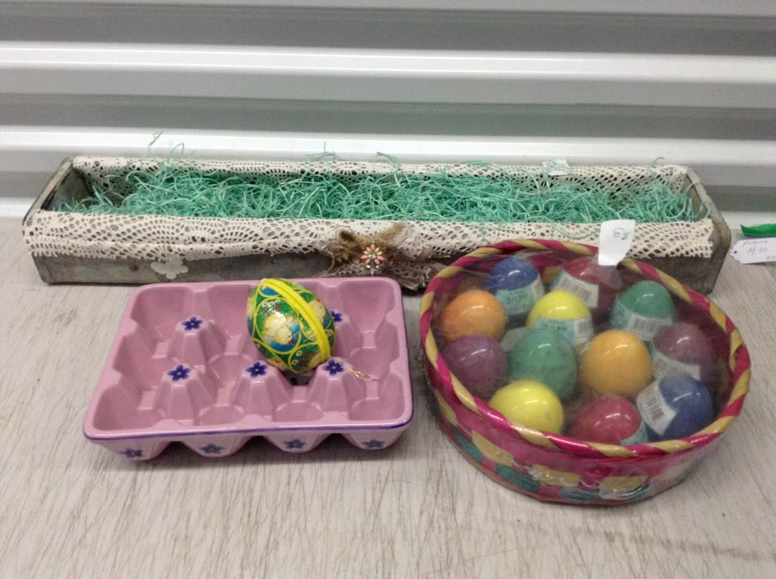 Easter Eggs, Egg Holder, and Tin Basket (1 of 1)