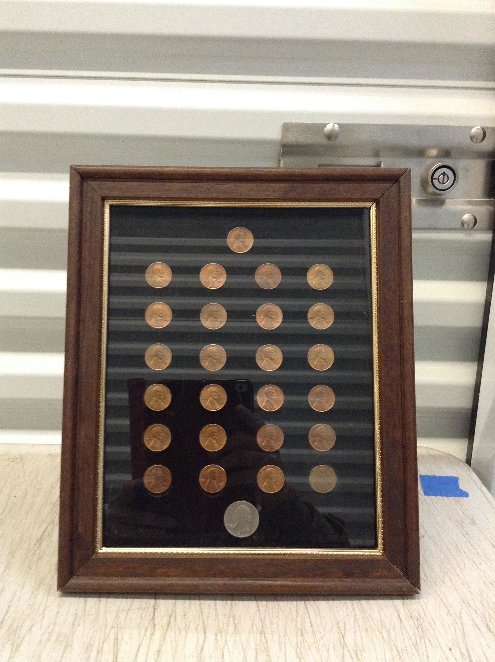 Framed 1960s pennies and quarter (1 of 1)