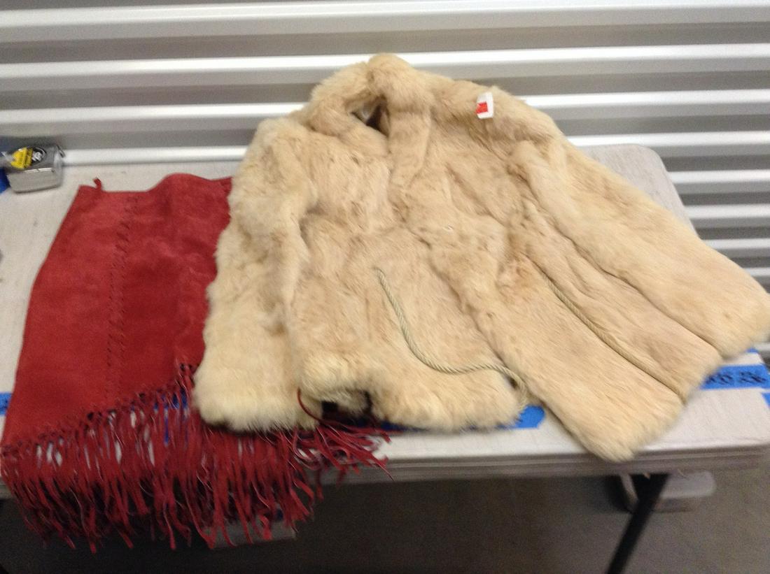 Vintage Suede skirt and rabbit fur coat (1 of 1)