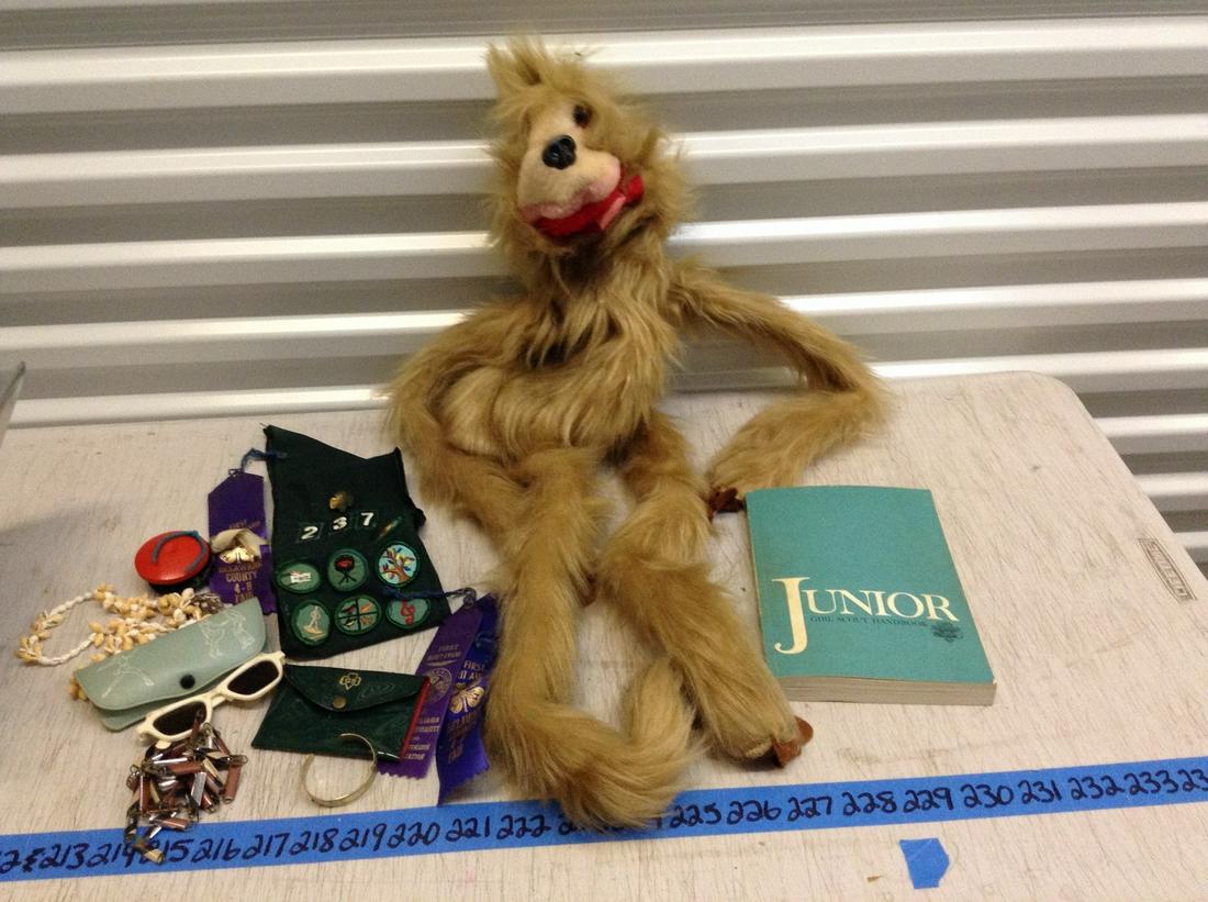 Vintage puppet, Girl scout book, badges and more: Vintage puppet, Girl scout book, badges and more