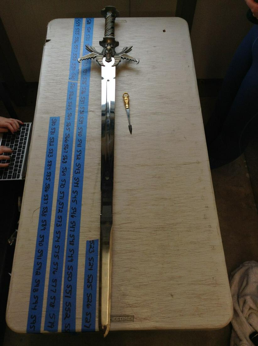 Large Ornate Two Handed Medieval Sword with Knife in (1 of 1)