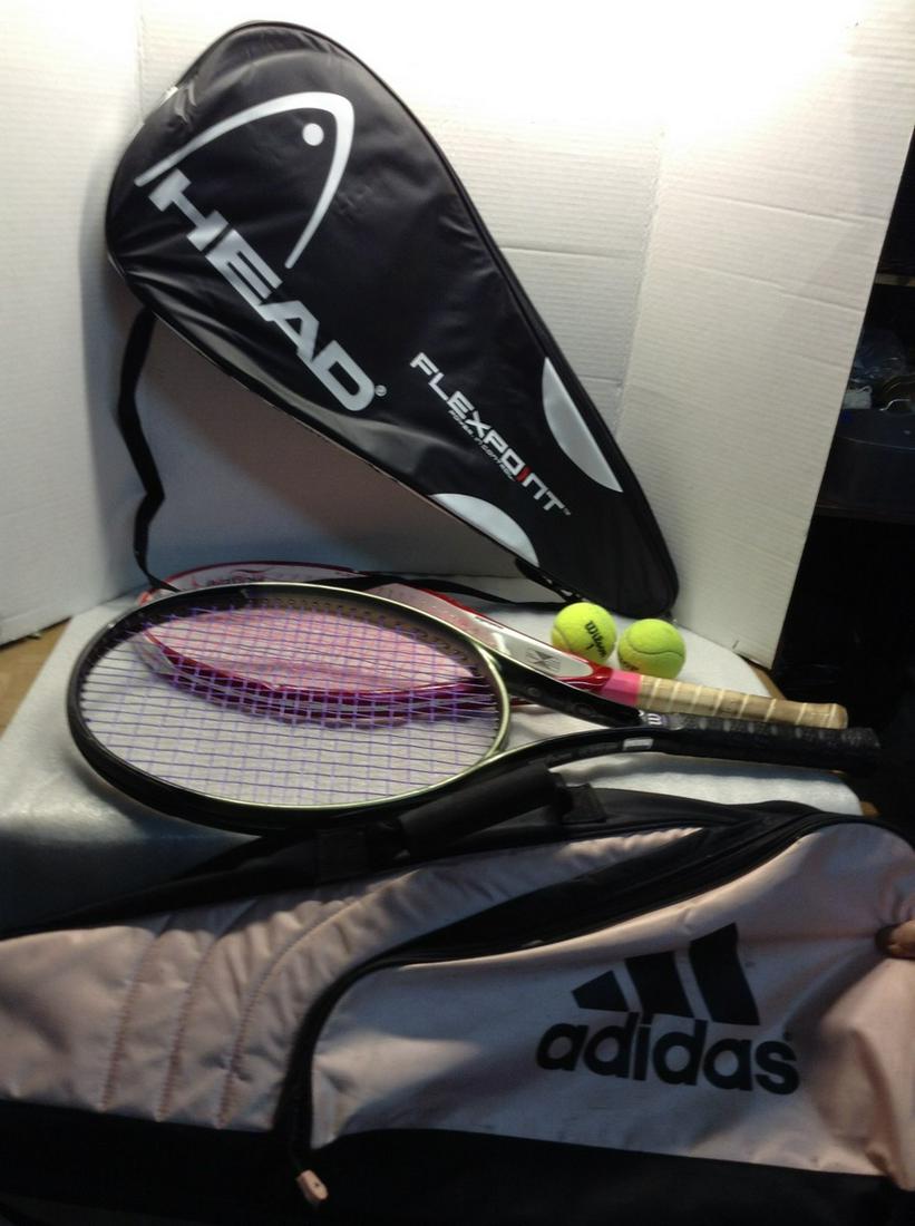 Wilson and Metallix Tennis Rackets with Bags and: Wilson and Metallix Tennis Rackets with Bags and Tennisballs